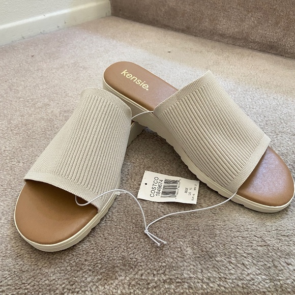 Kensie Women's Ellie Beige Knit Wedge Sandals Size 10 - Picture 1 of 4